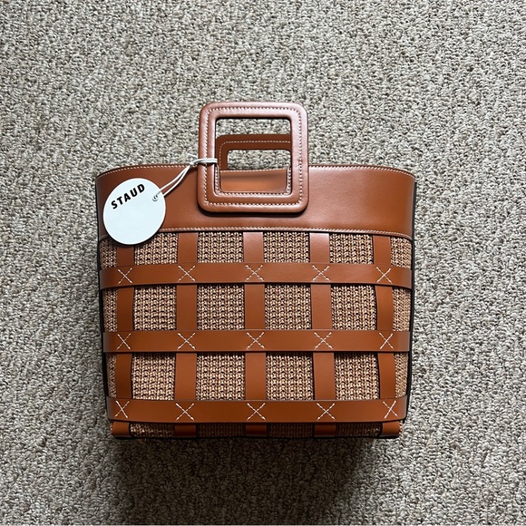 NWT STAUD Raffia Shirley Tote Bag - Picture 6 of 12